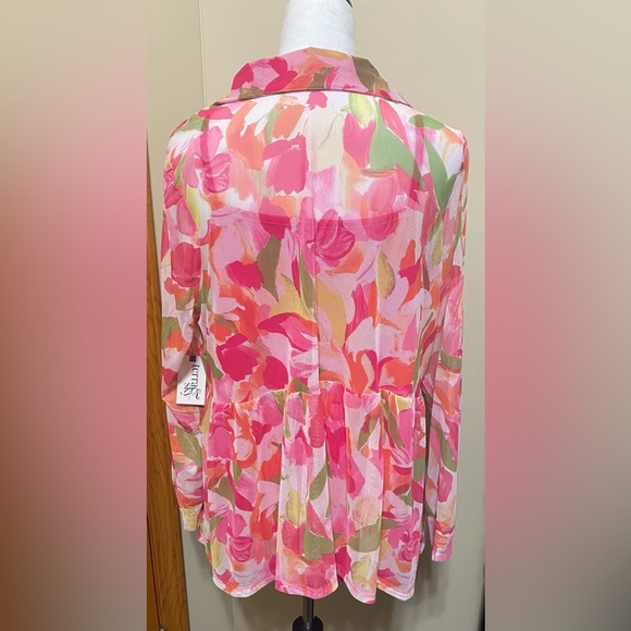 NWT Terra & Sky Women’s Plus Size Print Mesh Top with Cami - Picture 3 of 3